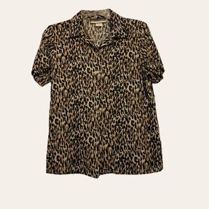 🔥NOTATIONS / Vintage/ button up /Leopard print, short sleeve, size MP